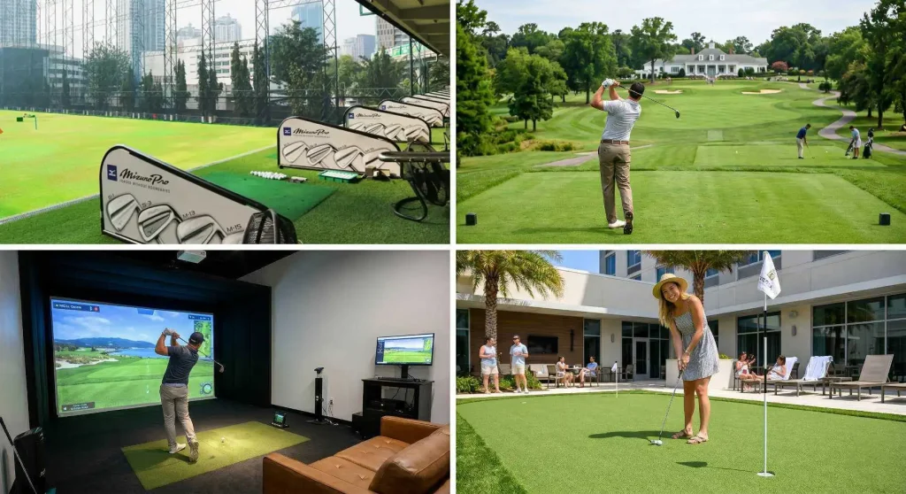 Types of Bangkok golf venues, driving range, country club, simulator, hotel