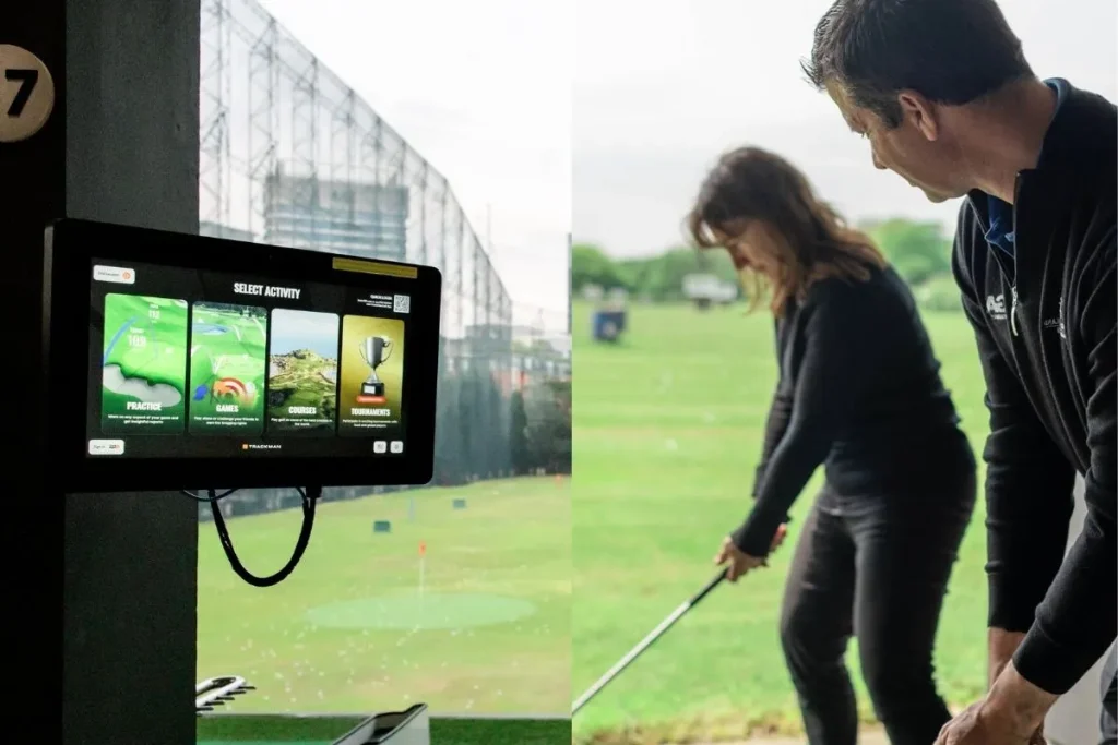 Comparing traditional coaching methods with advanced TrackMan golf technology in Bangkok.
