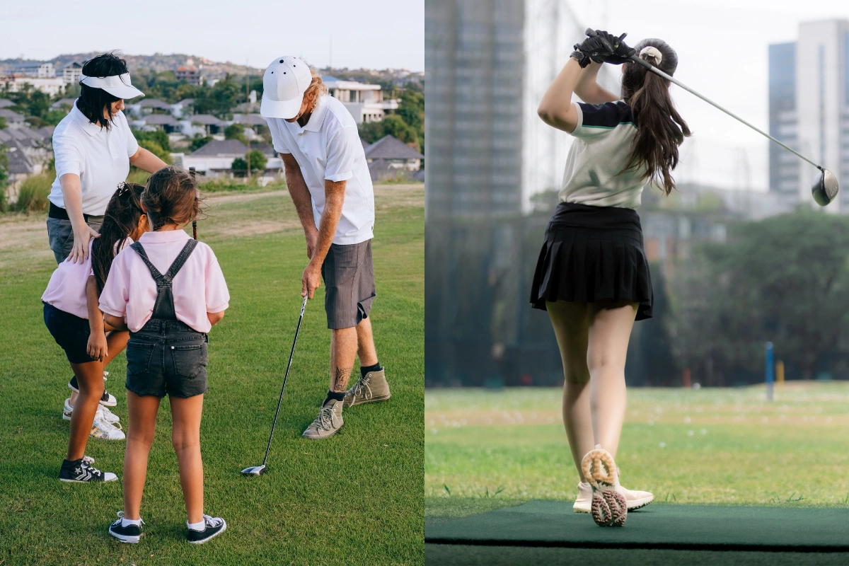 Group golf lesson on course vs solo swing at a Bangkok range
